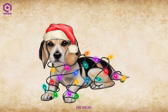 Beagle Christmas Tree Lights: Festive Illustrations
