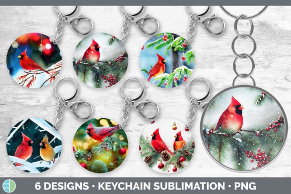 Christmas Cardinals Keychain Bundle Ke Illustrations