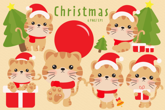 Christmas Cat Character: Festive Illustrations for Branding