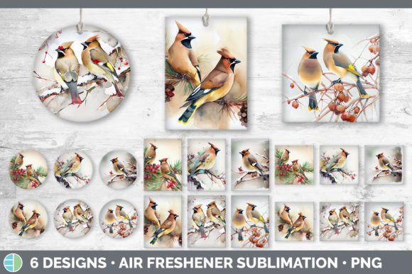 Christmas Cedar Waxwing Air Freshener Illustrations