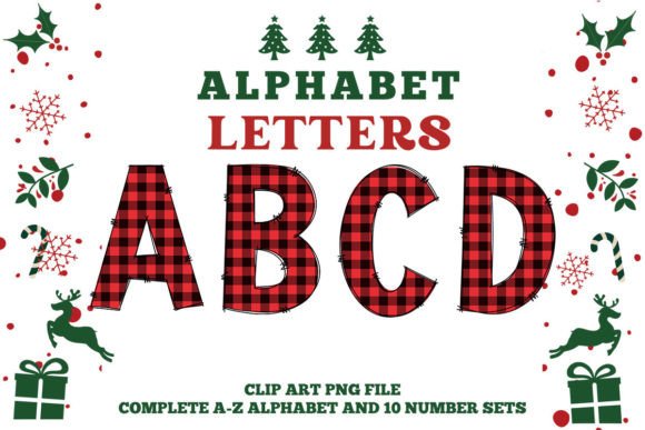 Christmas Doodle Alphabet Sublimation10: Festive Illustrations