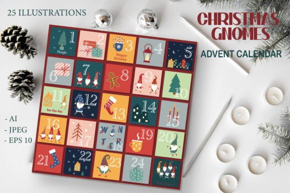 CHRISTMAS GNOMES Advent Calendar Illustrations