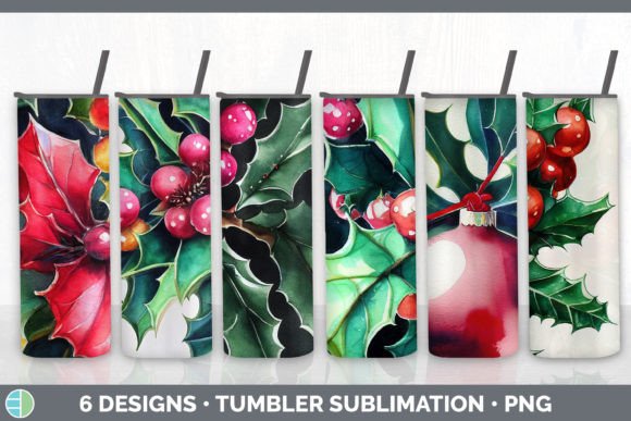 Christmas Holly Tumbler Bund: Festive Illustrations