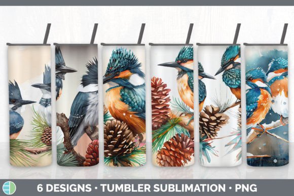 Christmas Kingfisher Tumbler Sublimation Illustrations