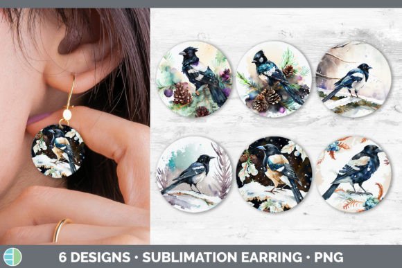 Christmas Magpie Earring: Festive Illustrations
