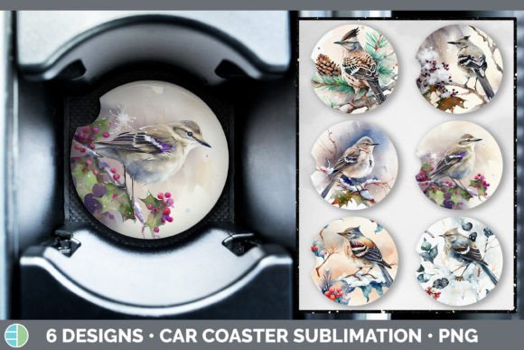 Christmas Mockingbird Car Coaster Subl: Illustrations Review