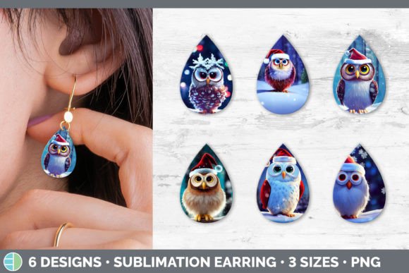 Christmas Owl Earring: Festive Illustrations