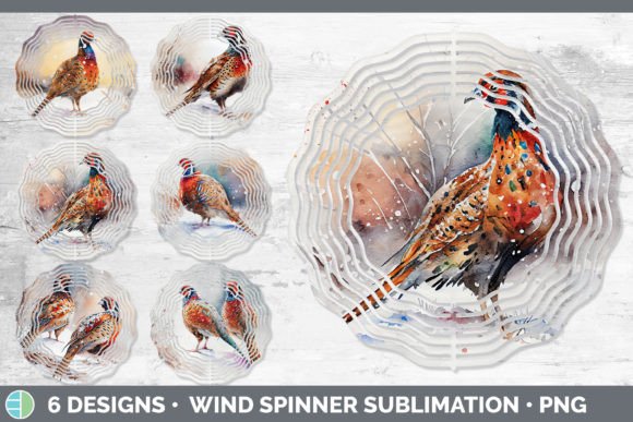 Christmas Pheasant Wind Spinner Sublim Illustrations