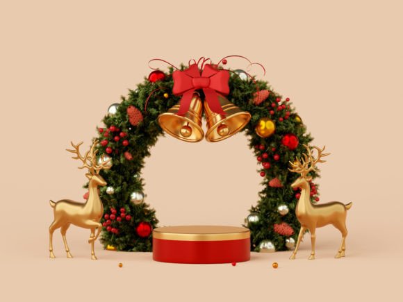Christmas Podium with Reindeer Illustrations Review