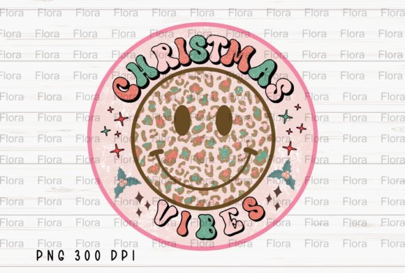 Christmas Vibes Leopard Smiley Face: Festive Illustrations