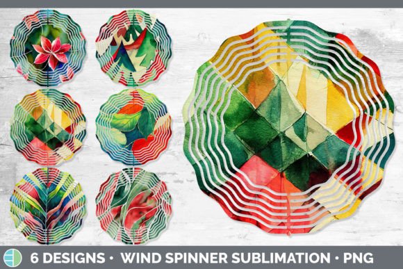Christmas Wind Spinner Sublimation Des: Illustrations