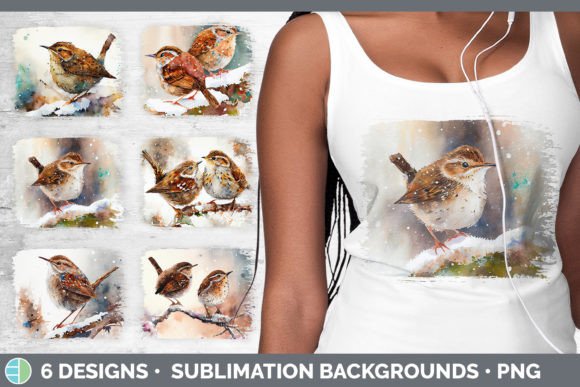 Christmas Wren Distressed Sublimation Ba Illustrations