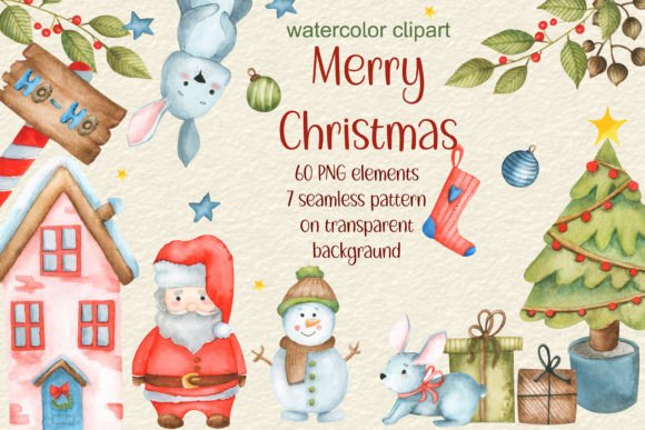 Cute Christmas Clipart Watercolor Kit: Illustrations Review