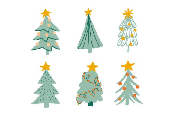 Doodle Christmas Tree Clipart: Fresh Illustrations
