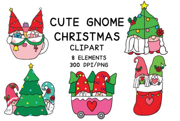 Gnome Christmas Cute Cartoon Character: Festive Illustrations