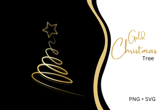 Gold Christmas Tree Illustrations for Sellers