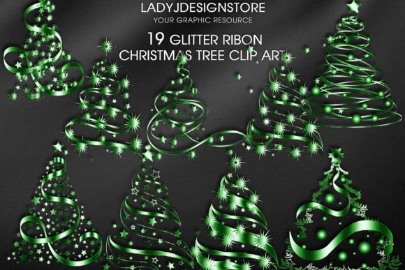 Green Ribbon Sparkle Tree Illustrations