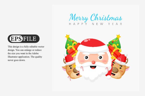 Merry Christmas Card with Santa Illustrations