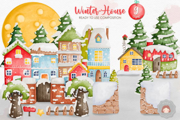 Reviewing the Watercolor Christmas Winter House Bundle