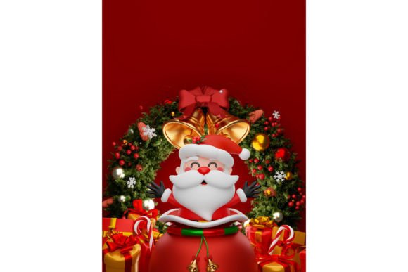 Santa Claus with Christmas Wreath Illustrations
