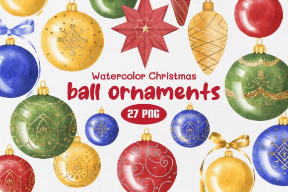 Watercolor Christmas Ball Ornaments: Festive Illustrations