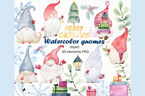 Watercolor Christmas Gnomes Clipart & Illustrations Review
