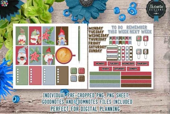 Watercolor Christmas Gnomes Stickers: Illustrations for Festive Blog Design